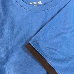 Rhone Blue with Navy trim Crew Neck Tee cotton men’s L